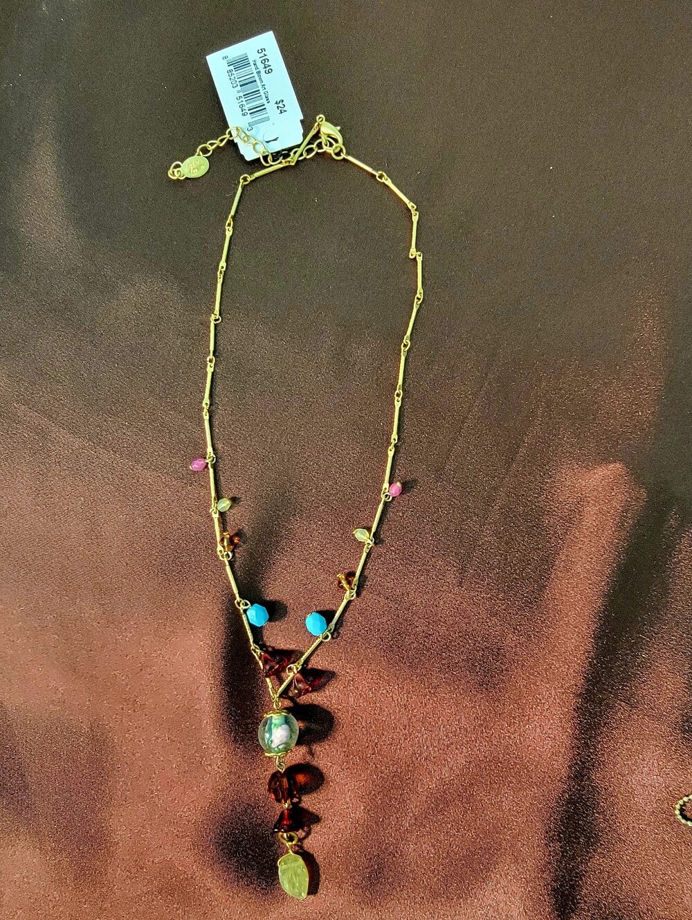 Classic Cookie Lee Gold-Tone Multicolor Bead Drop Necklace - Women Jewelry